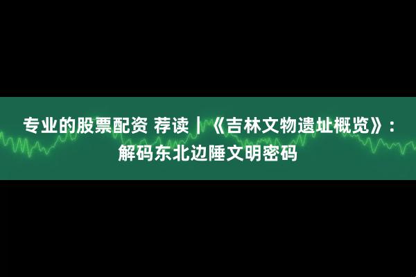 专业的股票配资 荐读｜《吉林文物遗址概览》：解码东北边陲文明密码